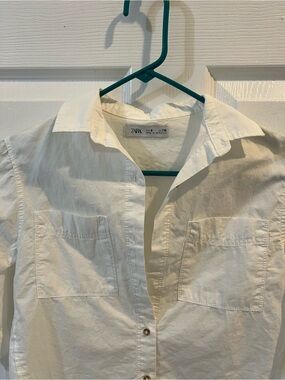 ZARA White Button-Up Cotton Shirt